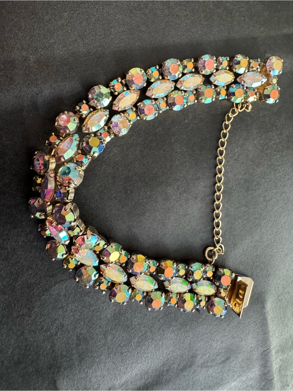 Vintage signed Sherman multi row Aurora Borealis bracelet EUC made in Canada